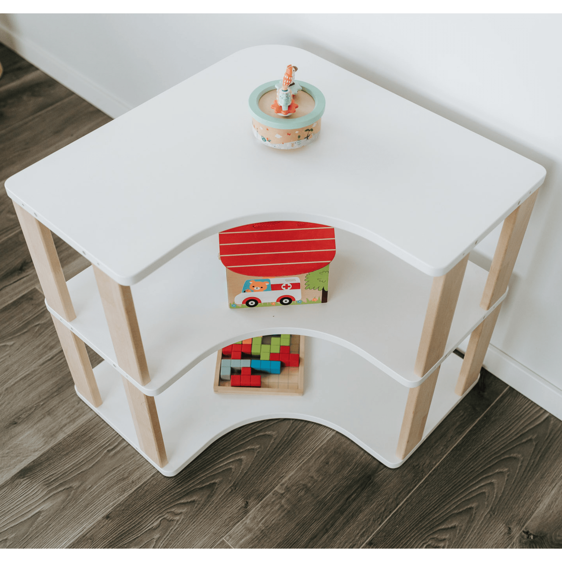 Modular Montessori Corner Shelf for Kids Toy Storage Nursery Shelves