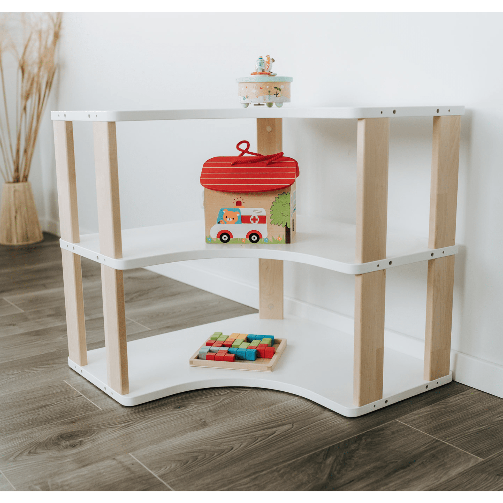 Modular Montessori Corner Shelf for Kids Toy Storage Nursery Shelves