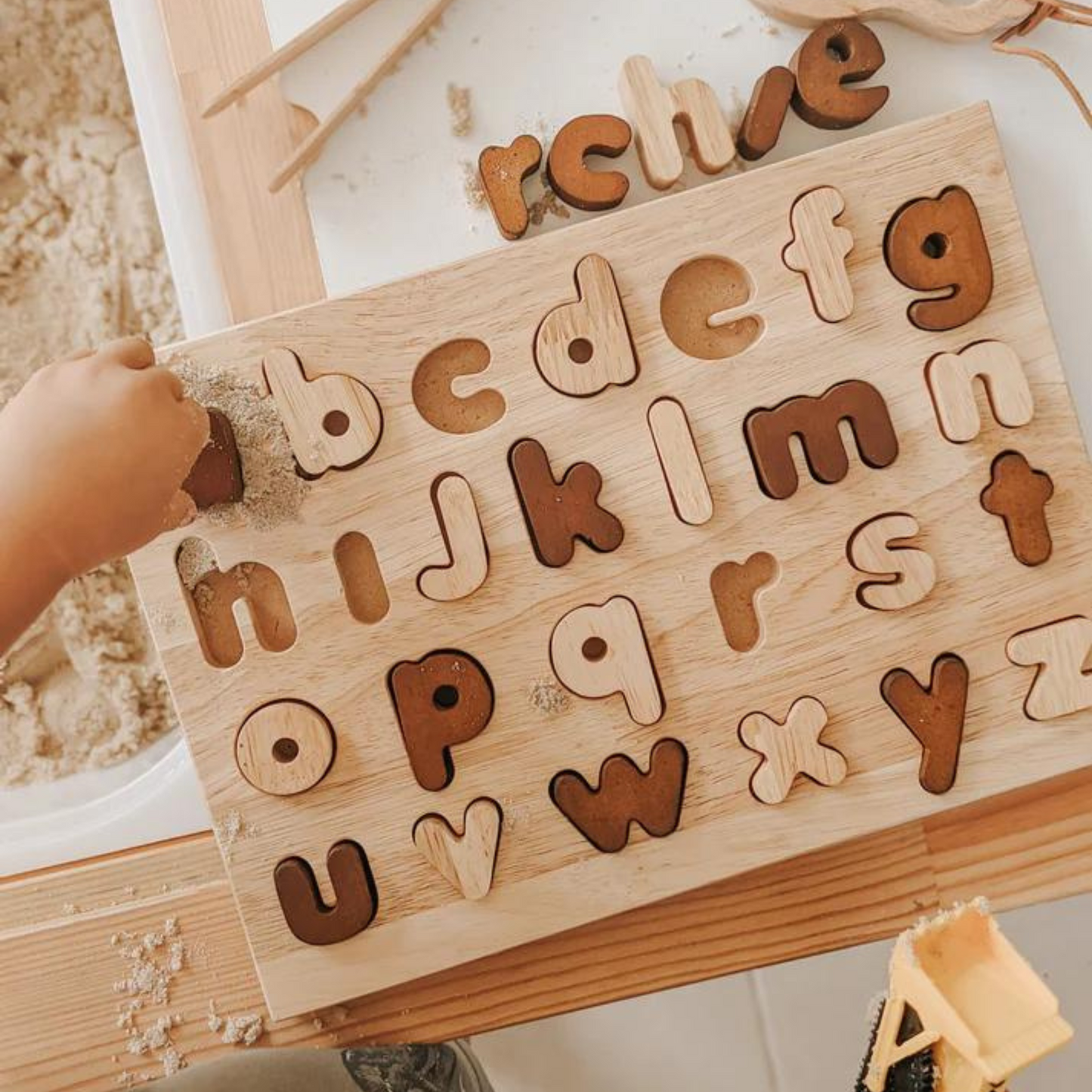 Letter Puzzle Set Of 2 - Two-Toned Natural Capital Letter Puzzle | Lower Case Letter Puzzle 