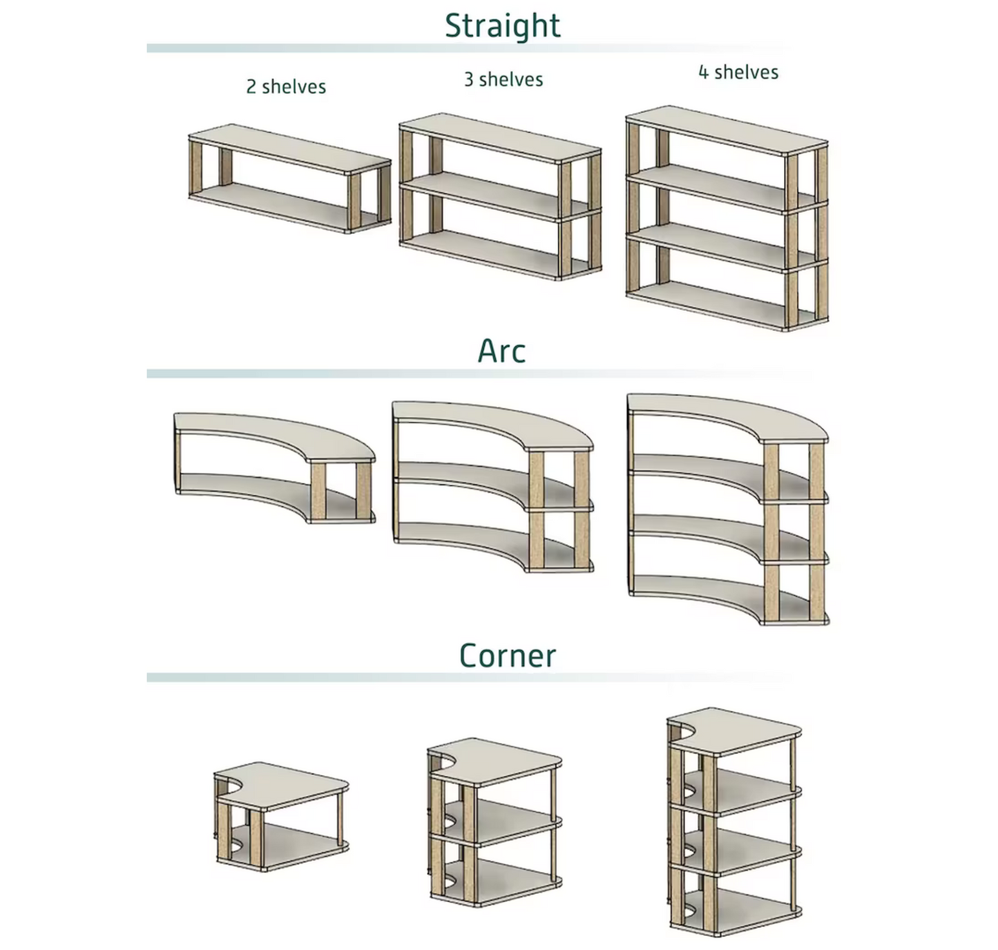 Modular Montessori Shelf Arc for Kids Toy Storage Nursery Shelves