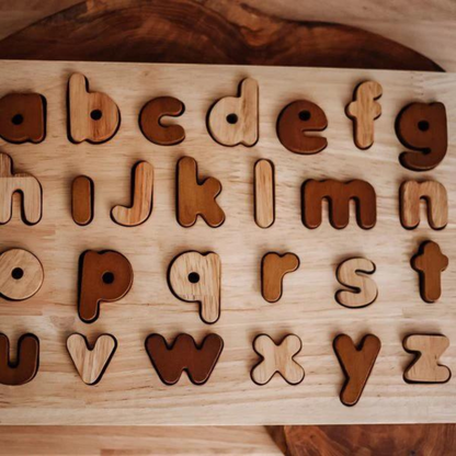 Letter Puzzle Set Of 2 - Two-Toned Natural Capital Letter Puzzle | Lower Case Letter Puzzle 