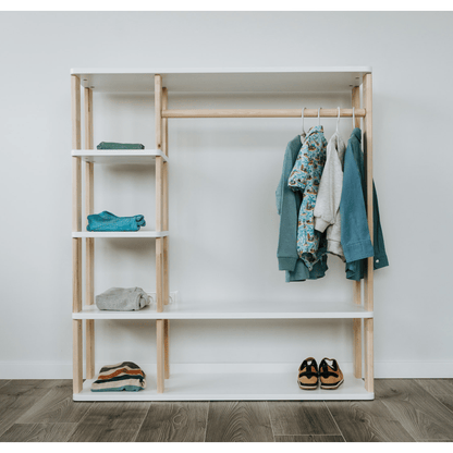 Wooden Montessori Wardrobe for Kids | Children Wardrobe Montessori Clothing Rack - The Nurturing Nook