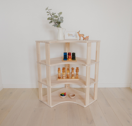 Modular Montessori Corner Shelf for Kids Toy Storage Nursery Shelves