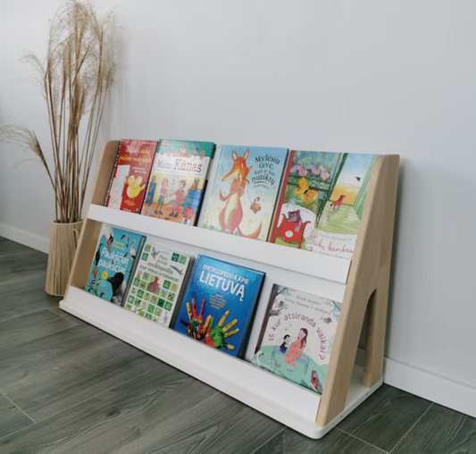 Wooden Montessori Bookshelf for Kids | Toddler Bookshelf