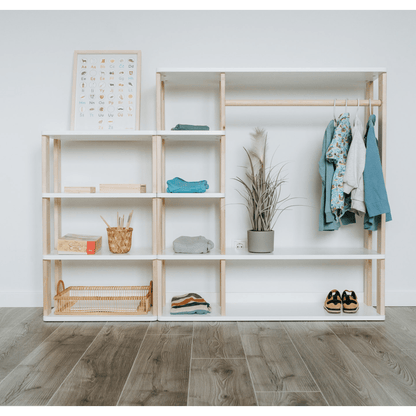 Wooden Montessori Wardrobe for Kids | Children Wardrobe Montessori Clothing Rack - The Nurturing Nook