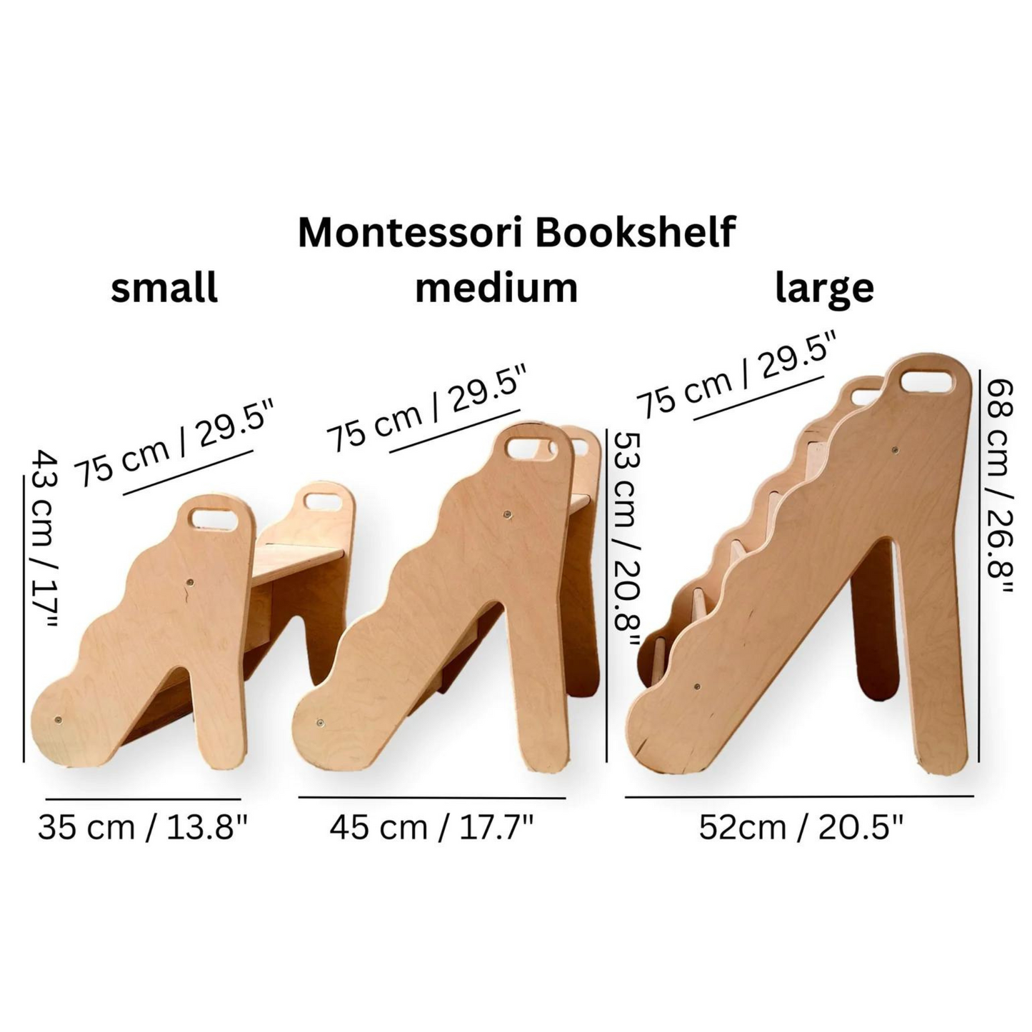 Montessori Bookshelf Wave Design