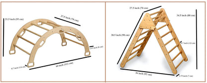 4 Pieces Montessori Climbing Set - Triangle - Arch/Rocker and 2 Ramps