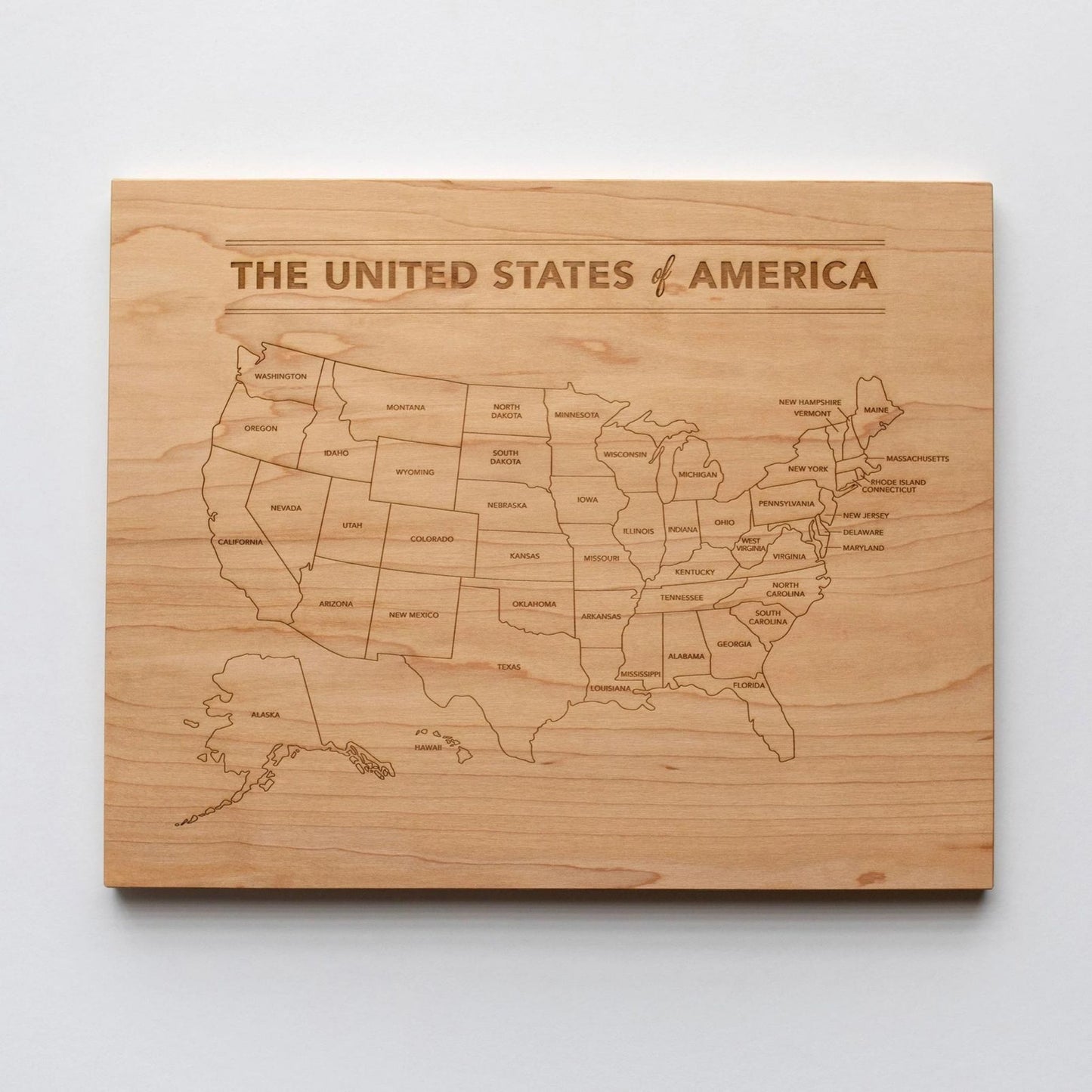 Wooden United States Map • Engraved Modern Map of USA