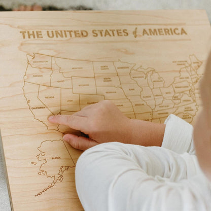 Wooden United States Map • Engraved Modern Map of USA