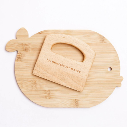 Wooden Kids Cutting Board + Knife Set