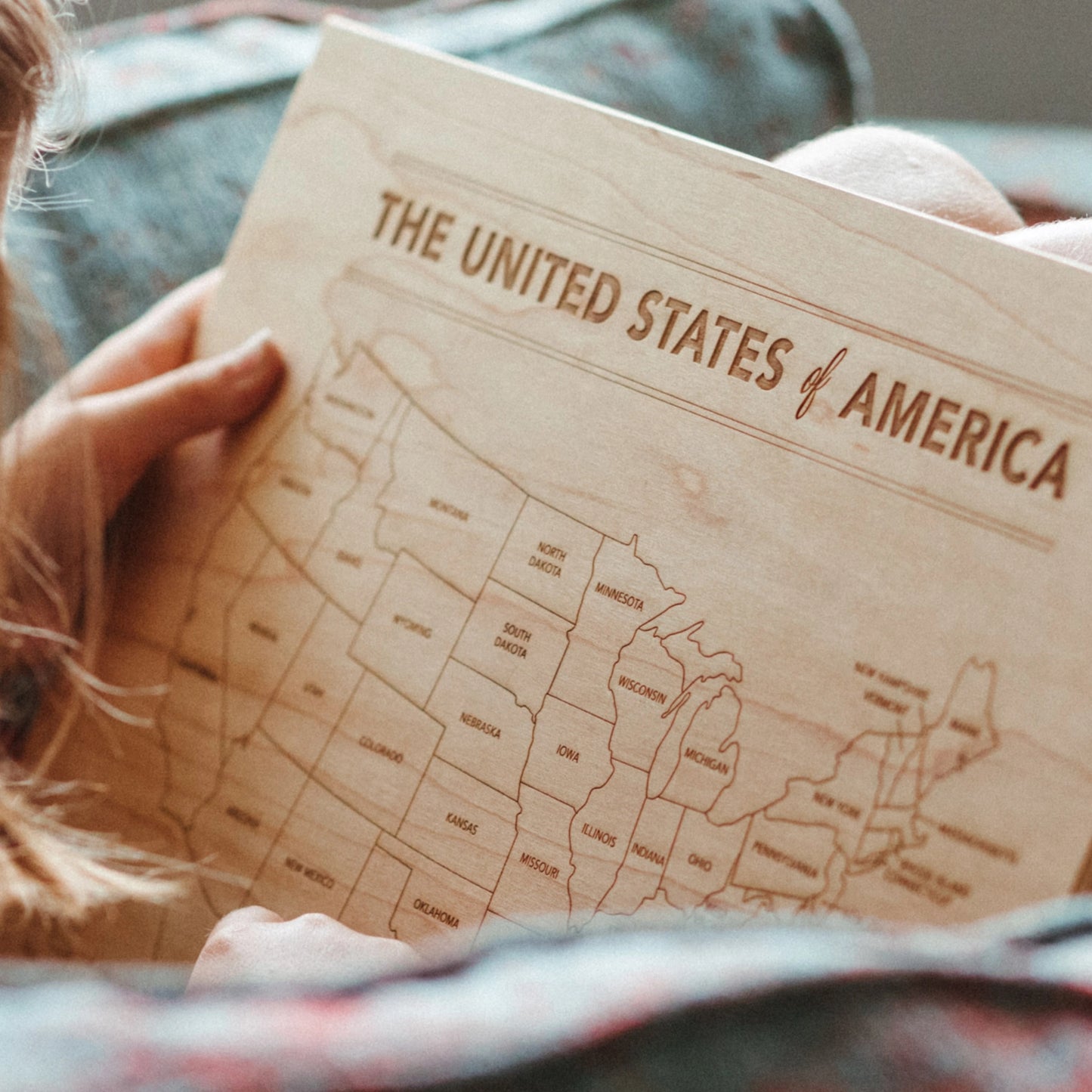 Wooden United States Map • Engraved Modern Map of USA