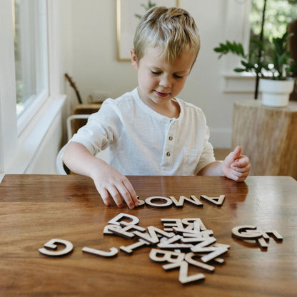 Wooden Alphabet Set - Montessori Movable Alphabet Set, Maple