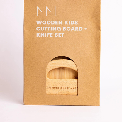 Wooden Kids Cutting Board + Knife Set