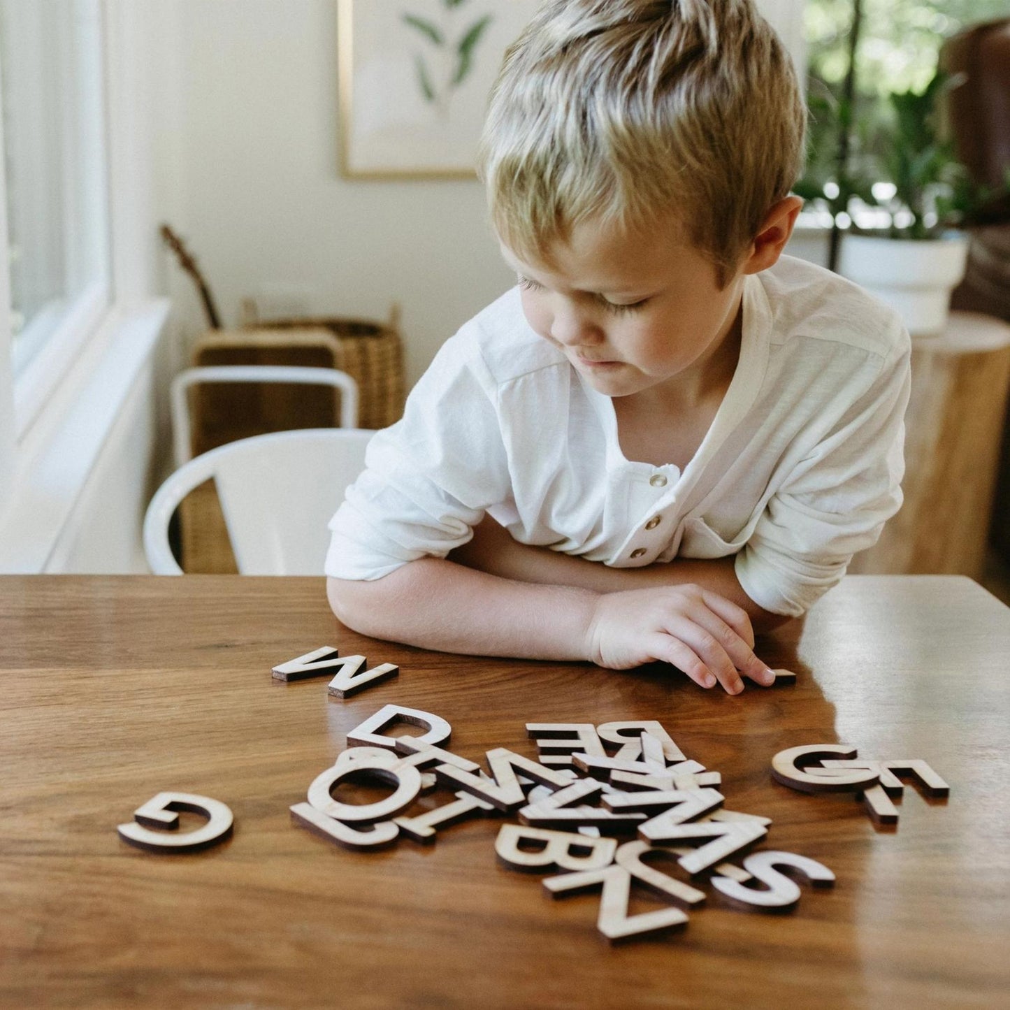 Wooden Alphabet Set - Montessori Movable Alphabet Set, Maple