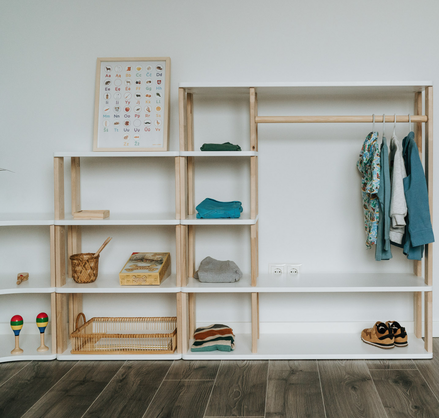 Wooden Montessori Wardrobe for Kids | Children Wardrobe Montessori Clothing Rack