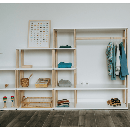 Wooden Montessori Wardrobe for Kids | Children Wardrobe Montessori Clothing Rack - The Nurturing Nook