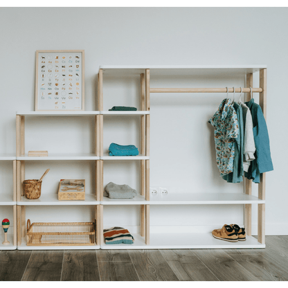 Wooden Montessori Wardrobe for Kids | Children Wardrobe Montessori Clothing Rack - The Nurturing Nook