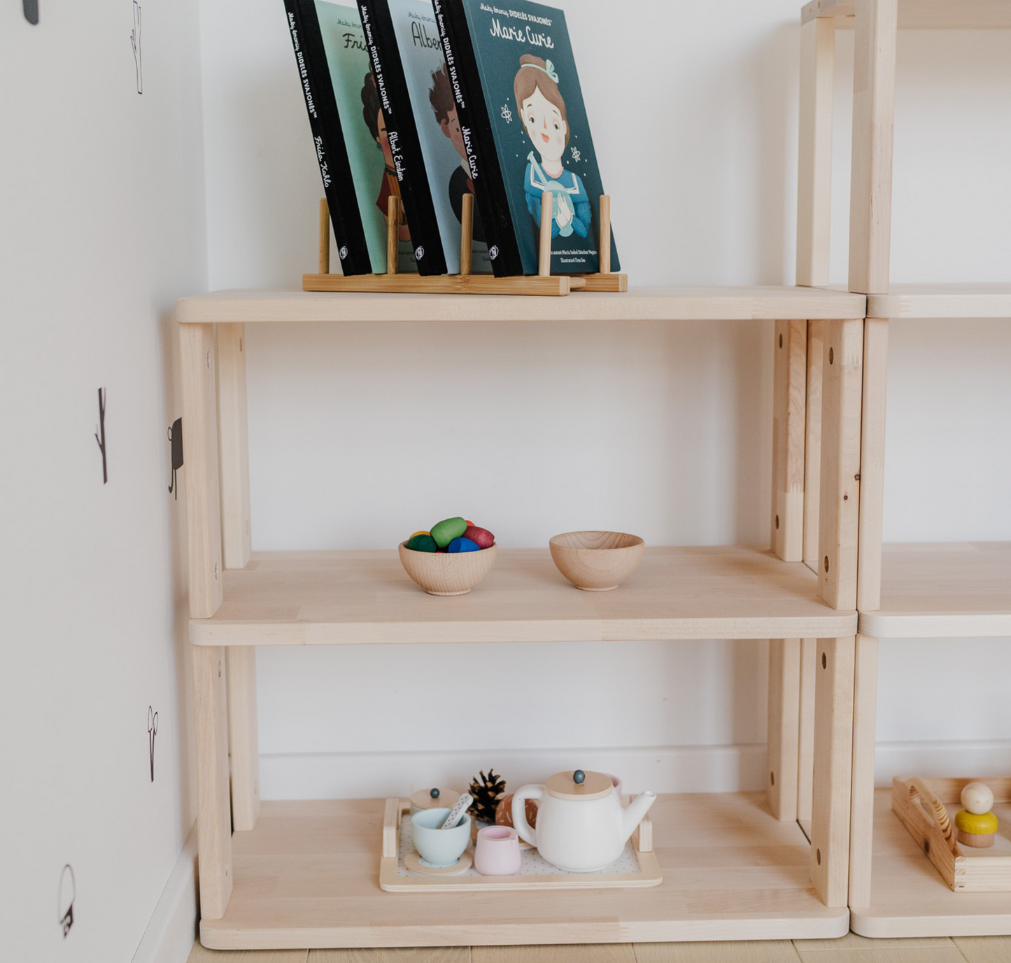 Modular Montessori Mini Shelf for Kids Toy Storage Nursery Shelves