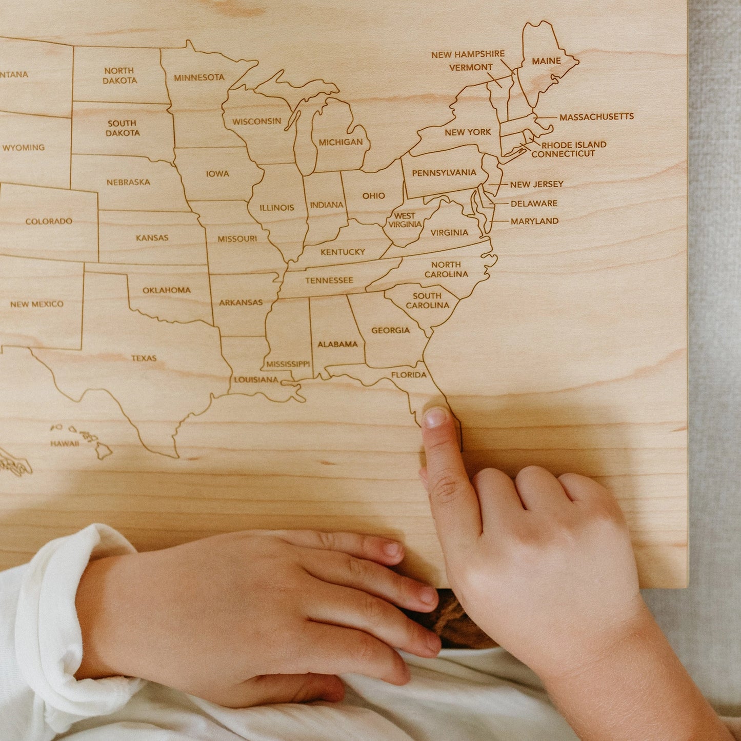 Wooden United States Map • Engraved Modern Map of USA