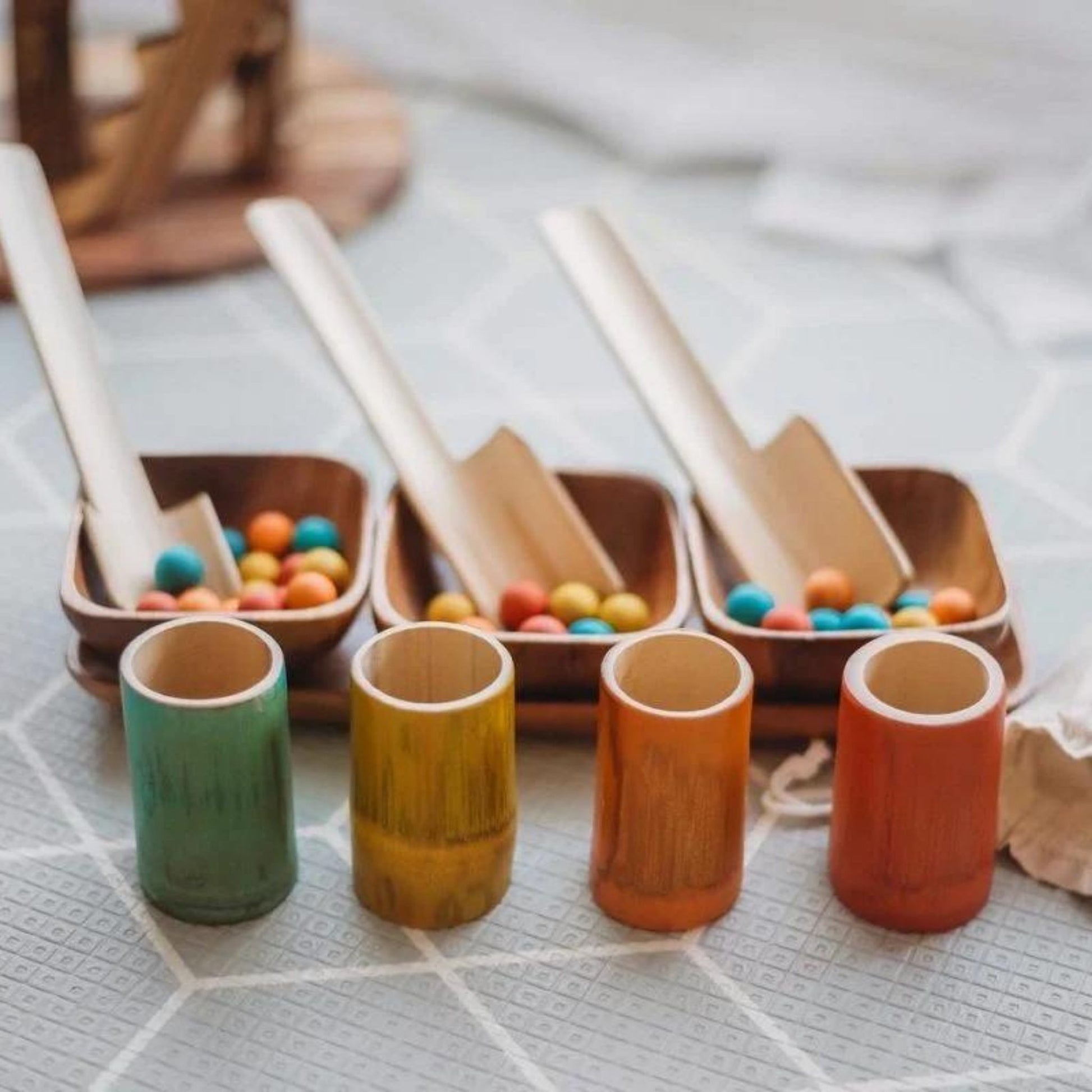 Rainbow Bamboo Sorting Tubes Set of 6