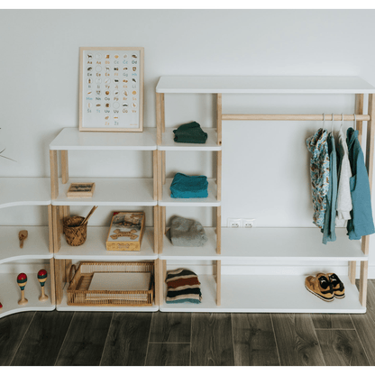 Wooden Montessori Wardrobe for Kids | Children Wardrobe Montessori Clothing Rack - The Nurturing Nook