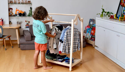 Montessori Wooden Kids Clothing Rack - The Nurturing Nook