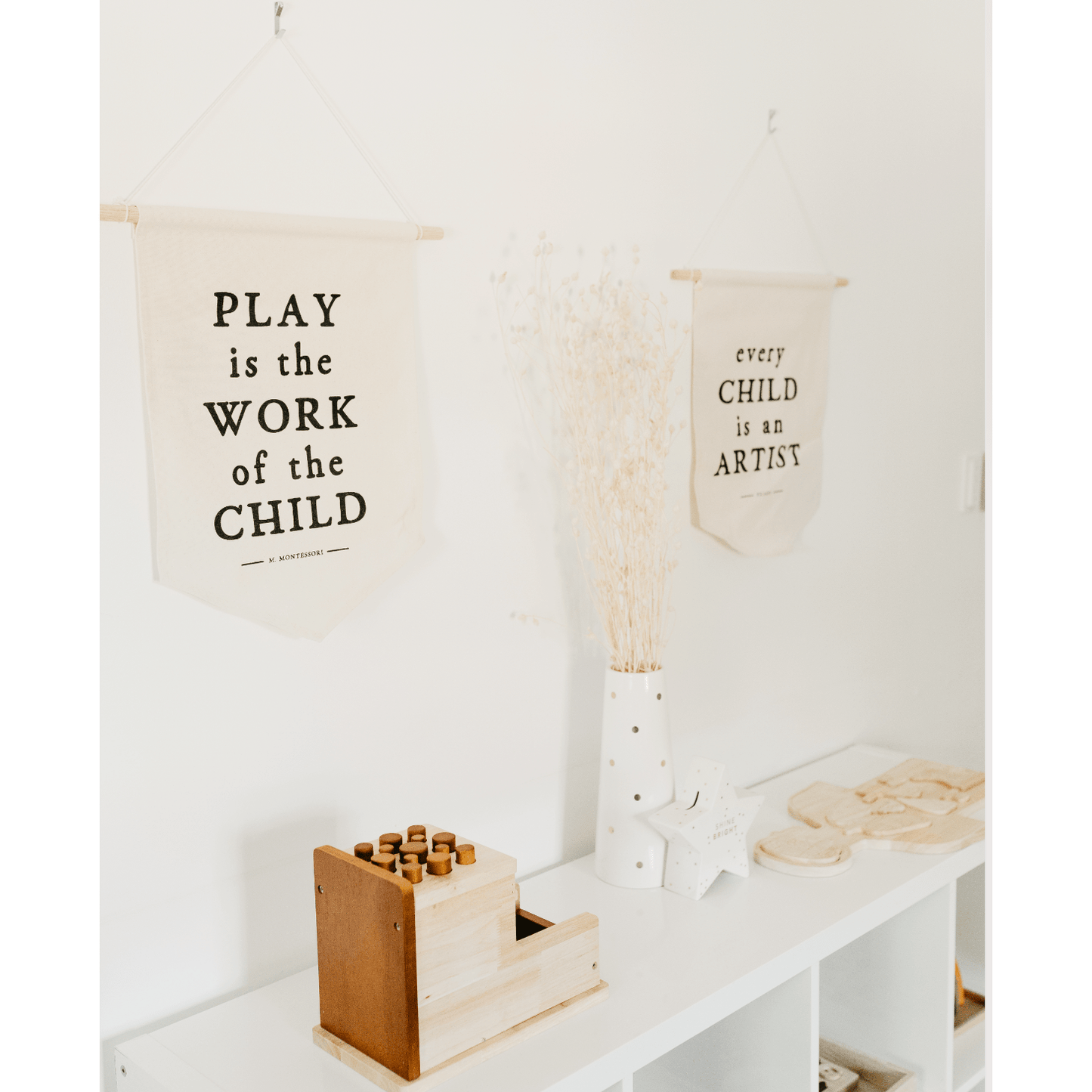 "Play Is The Work Of The Child" Montessori Canvas Banner - The Nurturing Nook