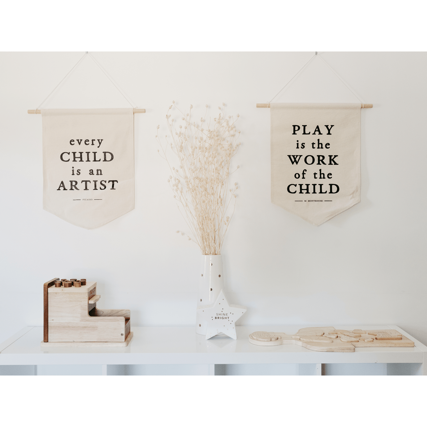 "Play Is The Work Of The Child" Montessori Canvas Banner - The Nurturing Nook