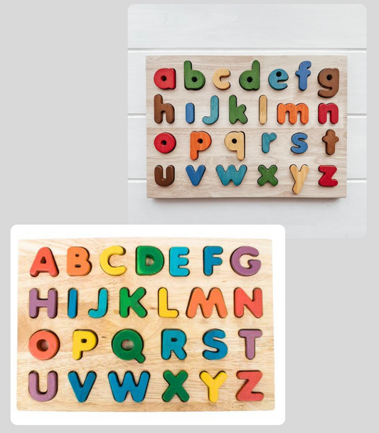 Colorful Letter Puzzle Set of 2 - Colorful Capital Letter Puzzle | Colorful Lower Case Letter Puzzle - The Nurturing Nook