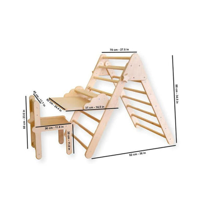 Foldable Montessori Climbing Triangle Set with Portable Table and Chair