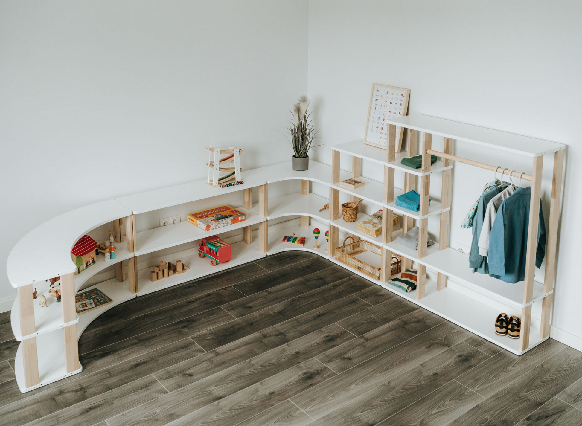 Wooden Montessori Wardrobe for Kids | Children Clothing Rack