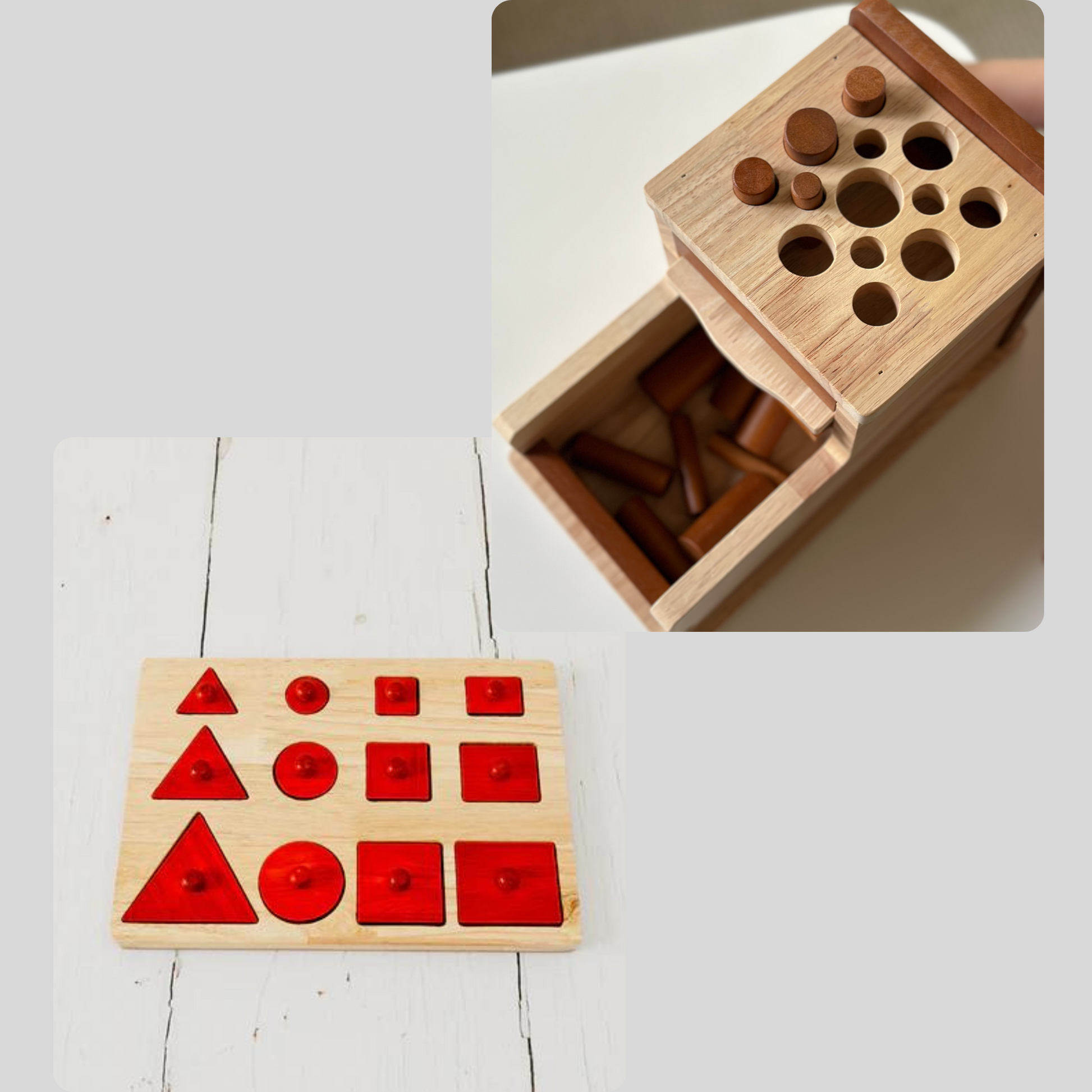 Toddler Bundle - Montessori Cylinder Post Box | Knob Shapes Puzzle