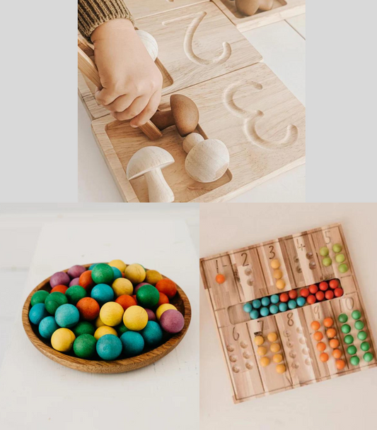Counting Bundle Set of 3 - Jumbo Counting Trays & Board | Wooden Ball