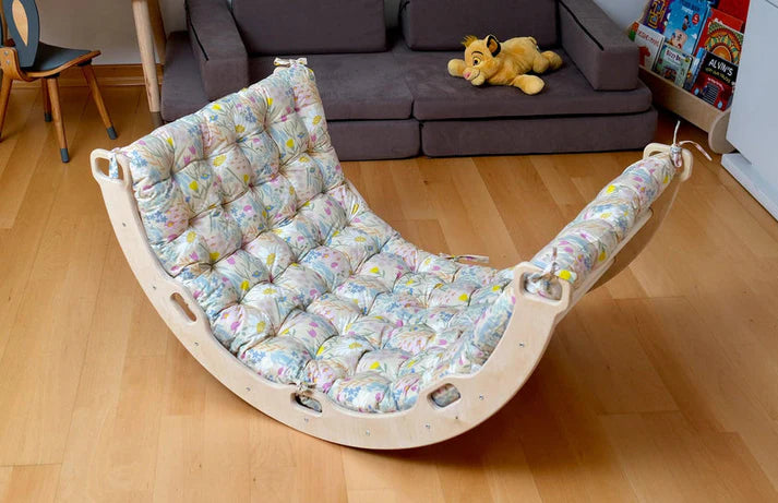 5 Piece Climbing Set: Climbing Triangle / Arch Rocker, XL Pillow and 2 Ramps - The Nurturing Nook