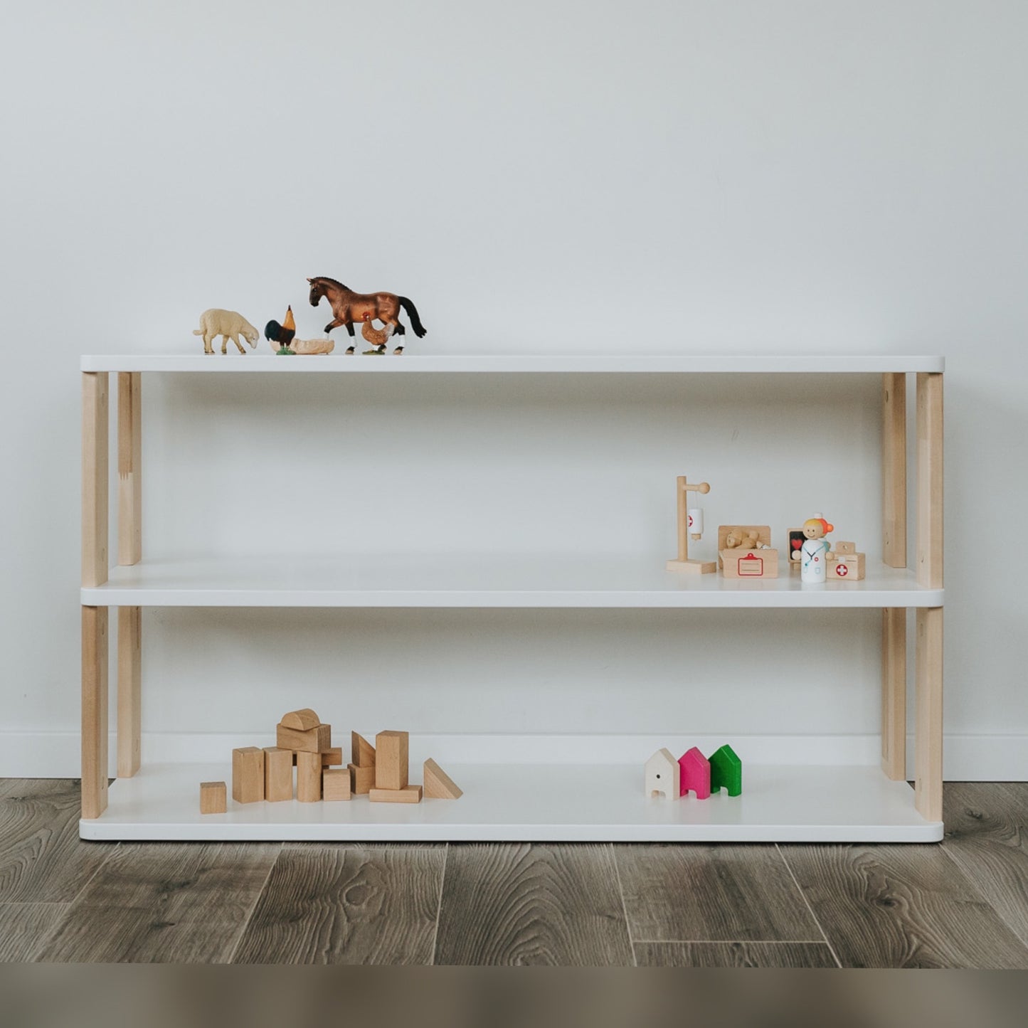 Modular Montessori Shelf for Kids - STRAIGHT | Toy Storage Nursery Shelves - The Nurturing Nook