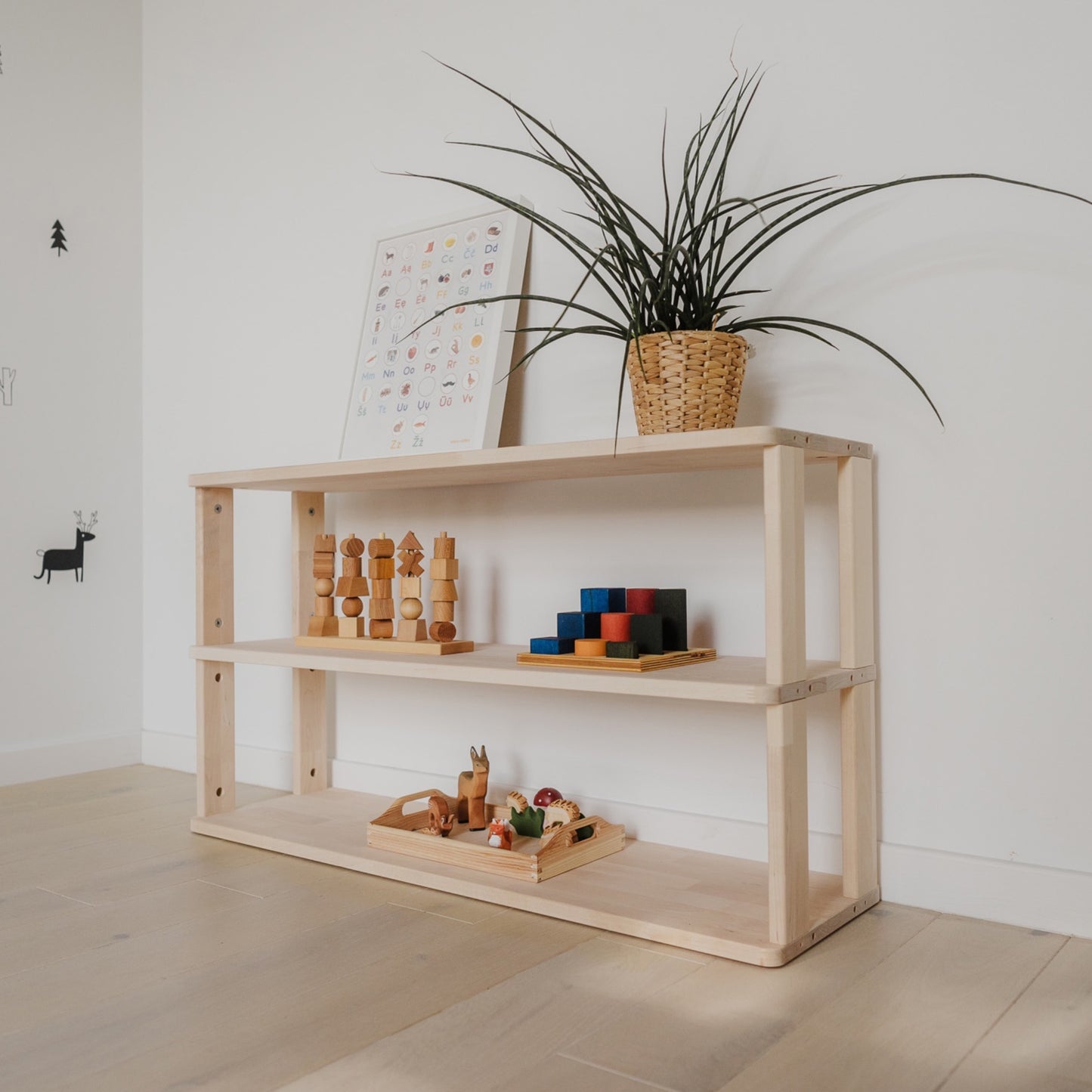 Modular Montessori Shelf for Kids - STRAIGHT | Toy Storage Nursery Shelves - The Nurturing Nook