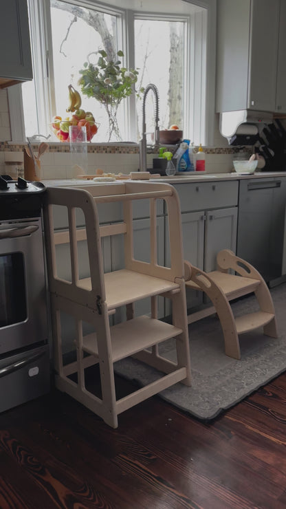 2 in 1: Montessori Toddler Tower & Toddler Desk